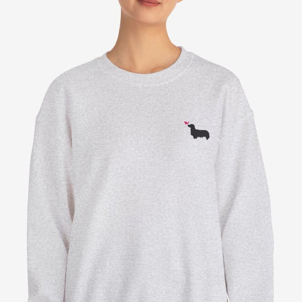 Longhaired Dachshund Sweatshirt for Women - Cute Dachshund Crew Sweatshirt